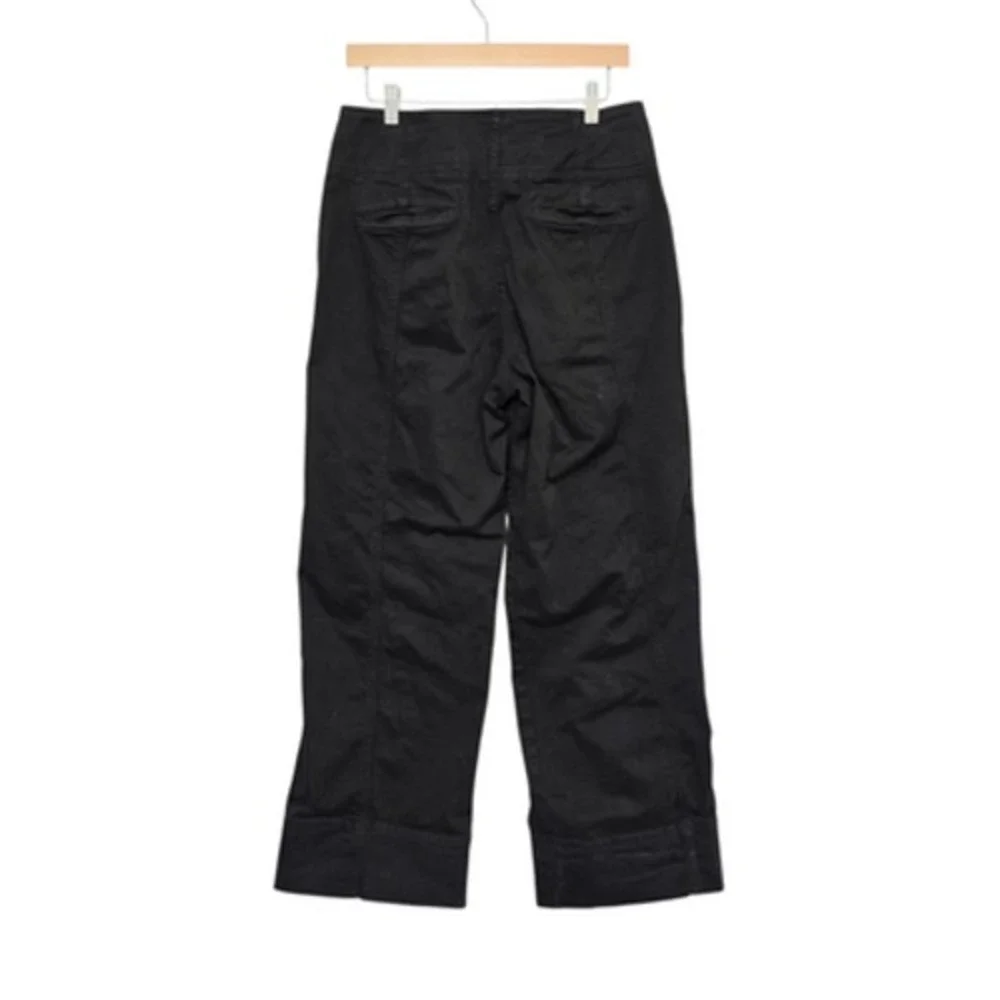Pilcro Pants Womens 0 Black Lyocell Linen Blend Cropped Wide Leg High Rise Ankle